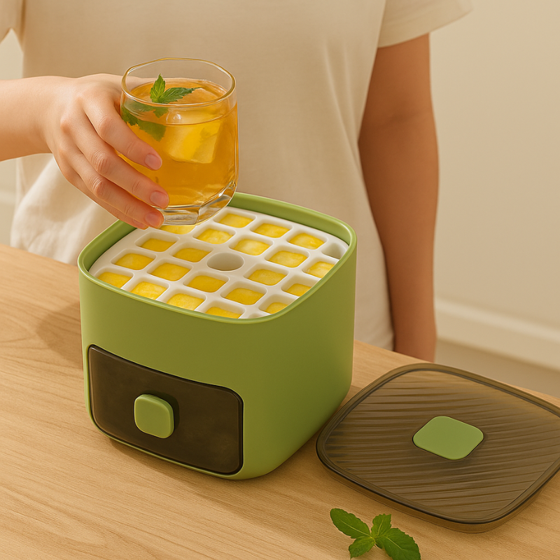 Ice Cube Maker with Push-Button Quick Release Portable Green White for Kitchen Picnic Camping BBQ Outdoor | Sansoti