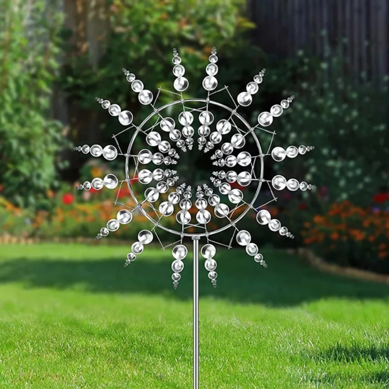 Éolienne de jardin cinétique en acier inoxydable – sculpture éolienne décorative pour jardin et balcon | Restfield