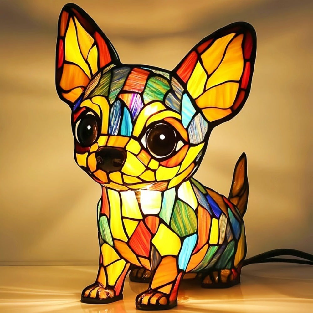 LED Dog Lamp Table Chihuahua Decorative Animal Lighting Accessory Warm White Handmade Artwork for Living and Bedroom Gift for Dog Lovers | Sansoti