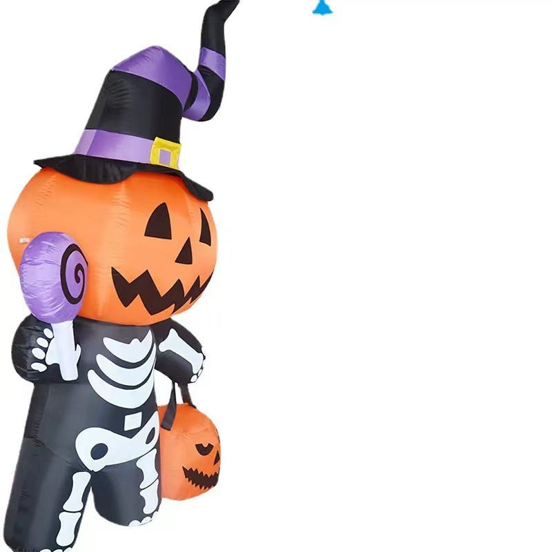 Décoration d'Halloween gonflable sorcière avec citrouille XXL, figurine de jardin avec éclairage LED pour jardin, fêtes et extérieur | Sansoti