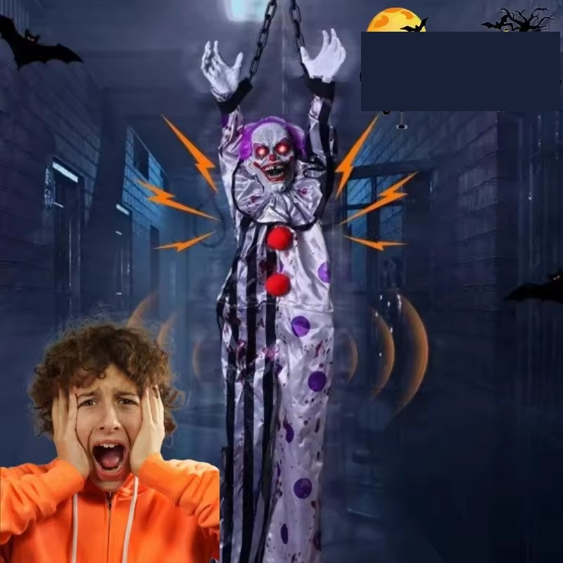 Sound-Activated Hanging Ghost Decoration – Talking Clown with Glow for Halloween Party and Horror Theme | Sansoti