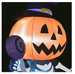 Décoration d'Halloween gonflable sorcière avec citrouille XXL, figurine de jardin avec éclairage LED pour jardin, fêtes et extérieur | Sansoti
