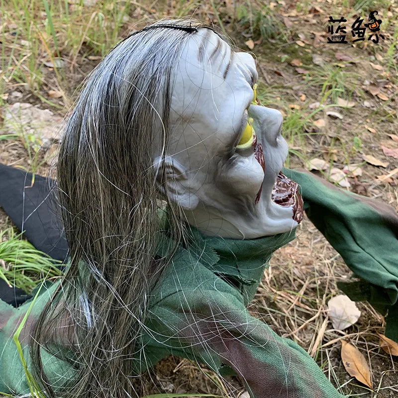Crawling Ghost Figure with Glowing LED Eyes, Sound-Activated Halloween Decoration, Scary Effect, Party | Sansoti