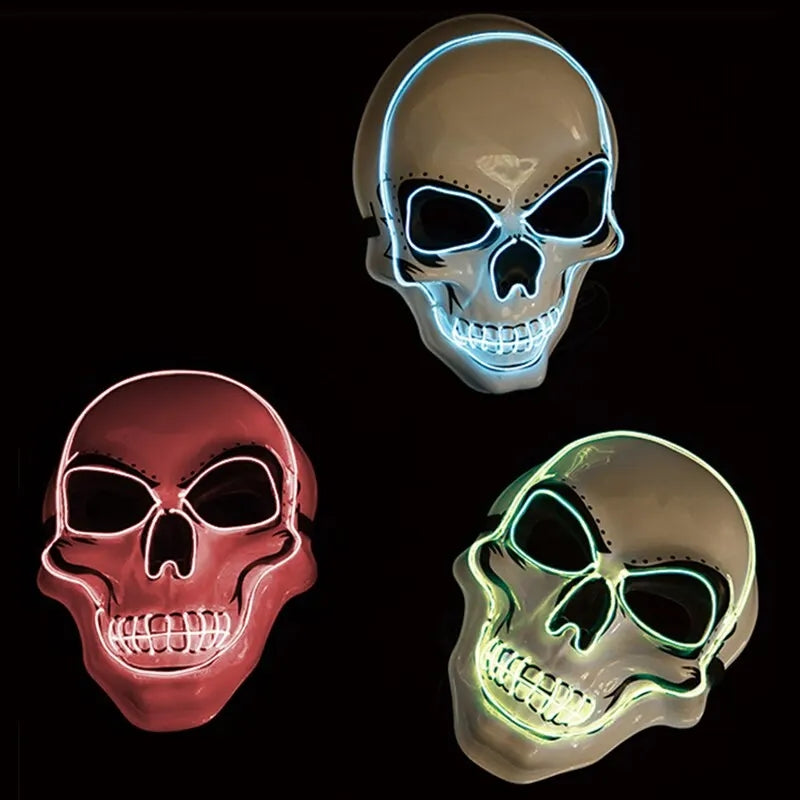 Masque LED en forme de crâne avec lignes lumineuses pour Halloween, le cosplay, le carnaval, les soirées à thème et les événements d’horreur | Sansoti