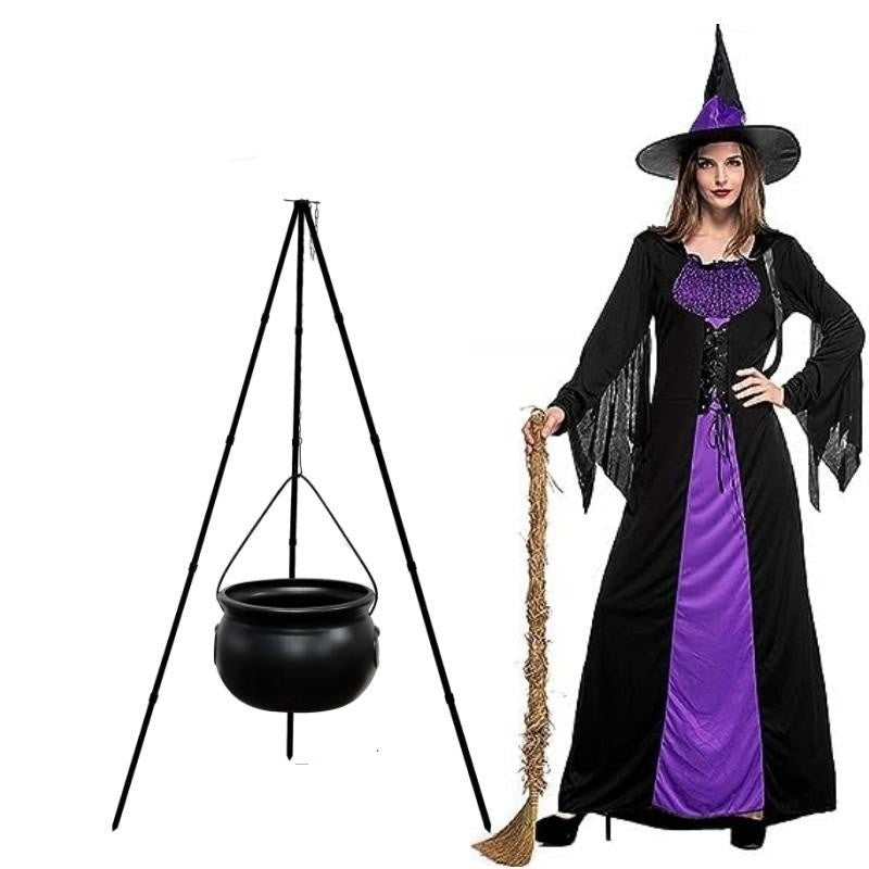 Witch's Cauldron Decoration with Stand and LED Lighting for Halloween Party Garden Outdoor Witch Theme Party | Sansoti