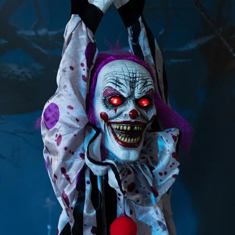 Sound-Activated Hanging Ghost Decoration – Talking Clown with Glow for Halloween Party and Horror Theme | Sansoti