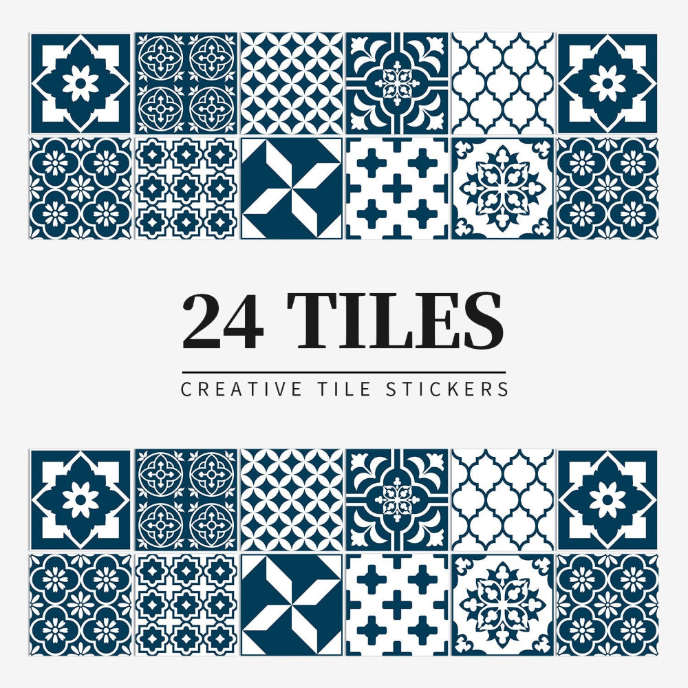Autocollants adhésifs de carreaux portugais avec motif mandala coloré pour décoration murale de cuisine et salle de bain, lot de 24 pièces | Restfield