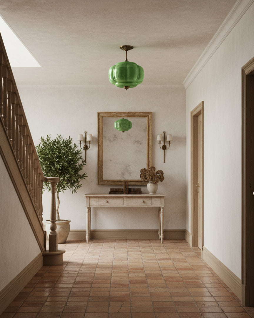 Vintage Deckenlampe aus Glas – elegante Deckenleuchte mit Metalldetails | Restfield