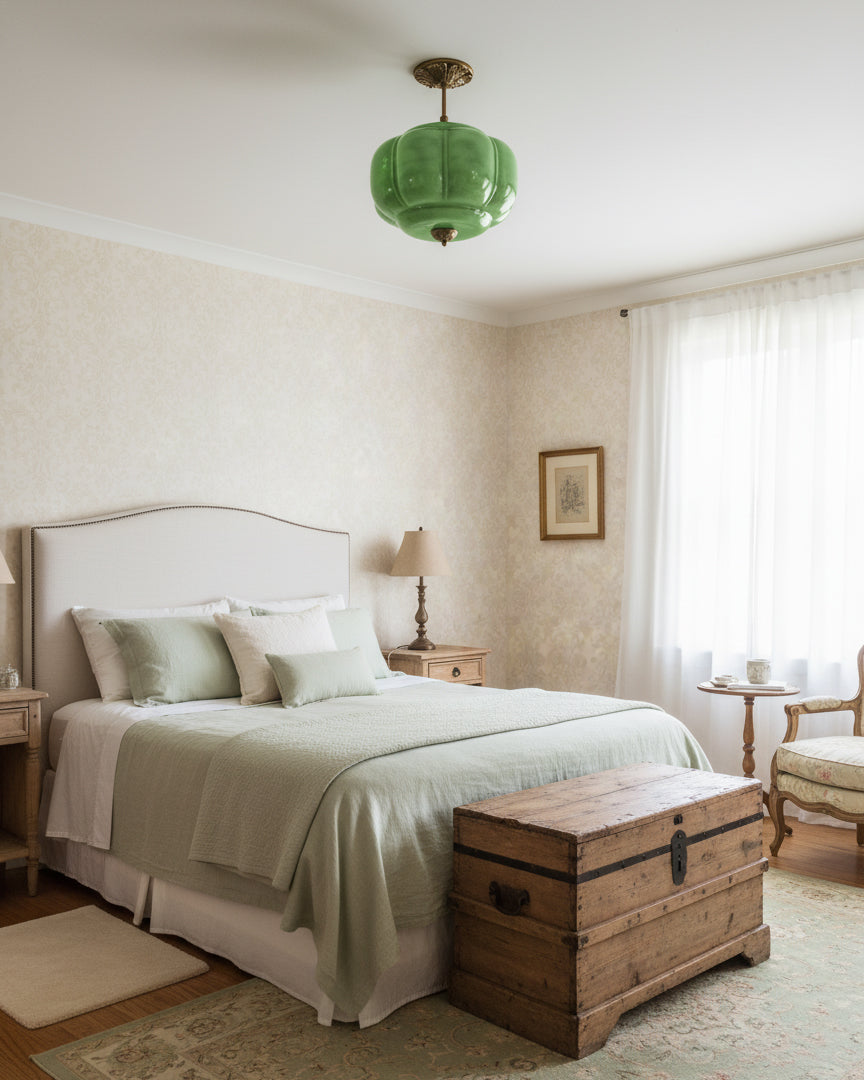 Vintage Deckenlampe aus Glas – elegante Deckenleuchte mit Metalldetails | Restfield