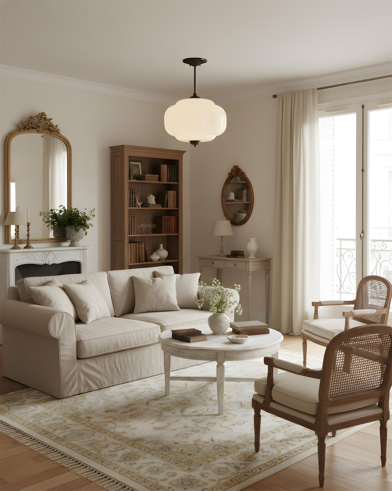 Vintage Deckenlampe aus Glas – elegante Deckenleuchte mit Metalldetails | Restfield