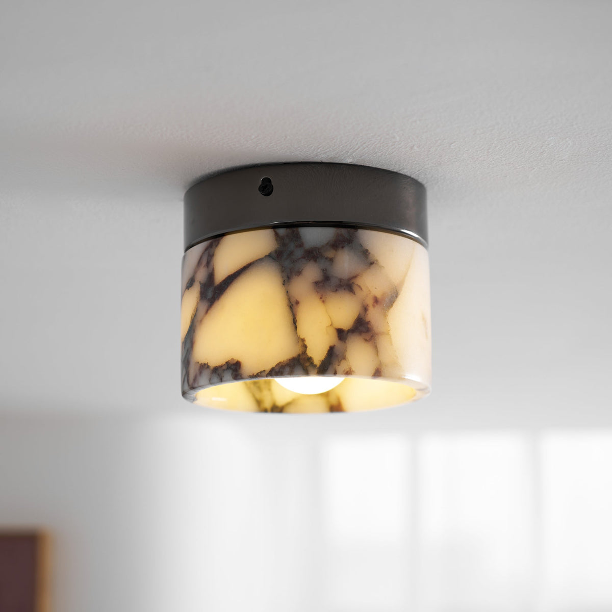 Ronde Plafondlamp Marmer met Glazen Kap Moderne Verlichting voor Woonkamer Slaapkamer Hal en Eetkamer | Sansoti