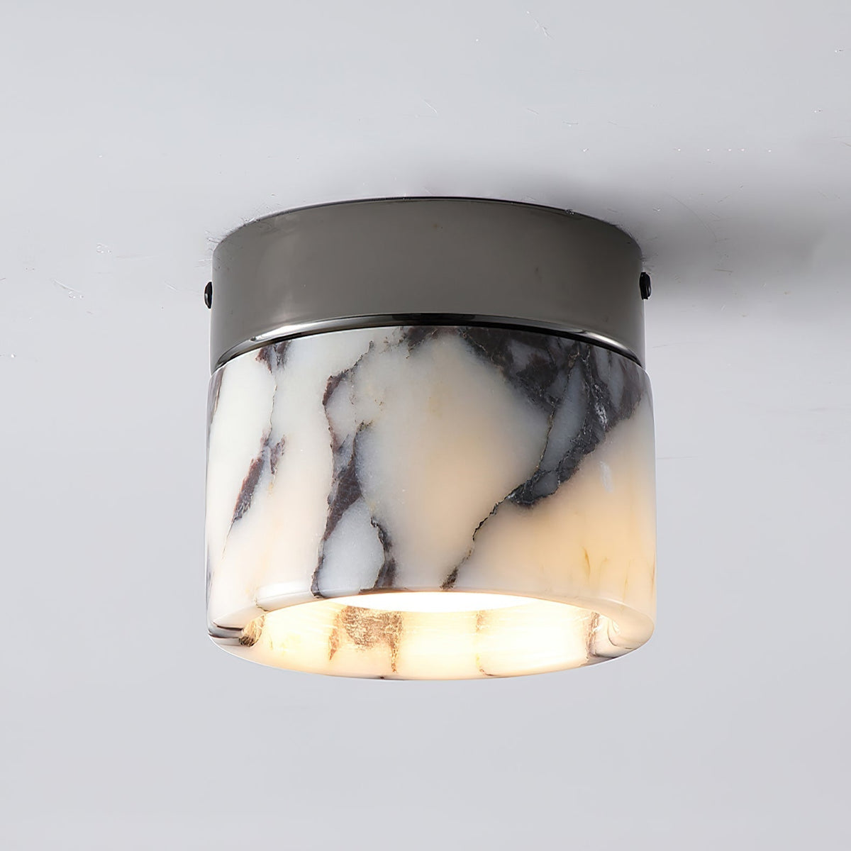 Ronde Plafondlamp Marmer met Glazen Kap Moderne Verlichting voor Woonkamer Slaapkamer Hal en Eetkamer | Sansoti