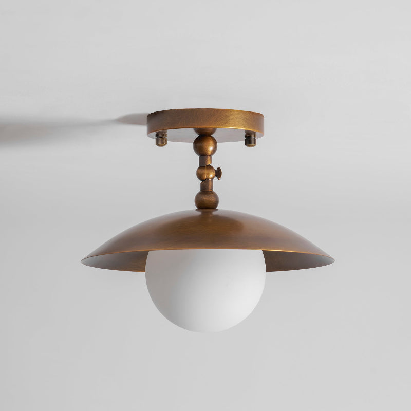 Deckenleuchte mit Glasschirm und Messingoberfläche, 25,5 cm, luxuriöse dekorative Beleuchtung für Flur, Korridor und Wohnzimmer | Sansoti