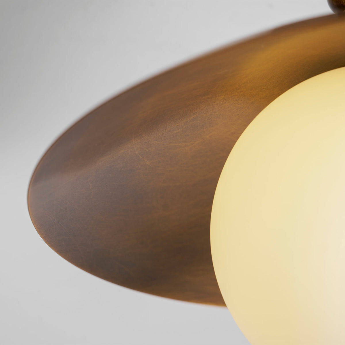 Deckenleuchte mit Glasschirm und Messingoberfläche, 25,5 cm, luxuriöse dekorative Beleuchtung für Flur, Korridor und Wohnzimmer | Sansoti