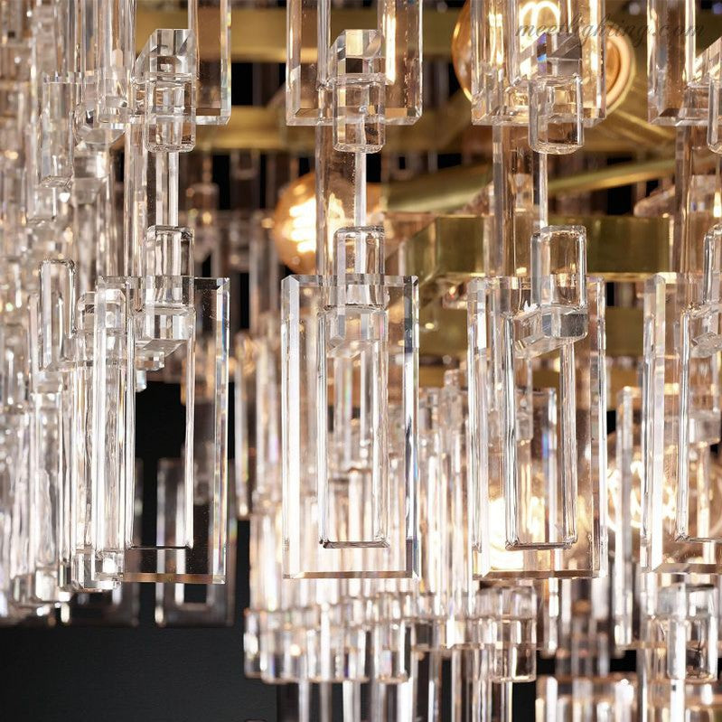 Kristallkronleuchter 155 cm fünf Ebenen 17 Lichtquellen Stahl Glas Luxuriöse Beleuchtung Esszimmer Eingangsbereich Lobby | Sansoti