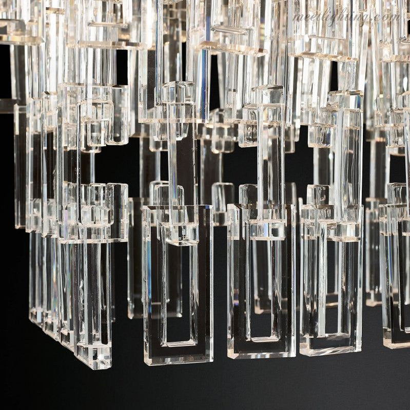 Kristallkronleuchter 155 cm fünf Ebenen 17 Lichtquellen Stahl Glas Luxuriöse Beleuchtung Esszimmer Eingangsbereich Lobby | Sansoti