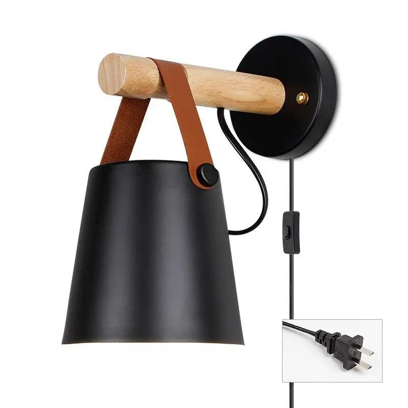 Scandinavische Wandlamp Hout voor Slaapkamer – Minimalistisch Natuurhout Lichtpunt Wit of Zwart | Sansoti
