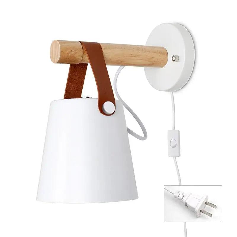 Scandinavische Wandlamp Hout voor Slaapkamer – Minimalistisch Natuurhout Lichtpunt Wit of Zwart | Sansoti