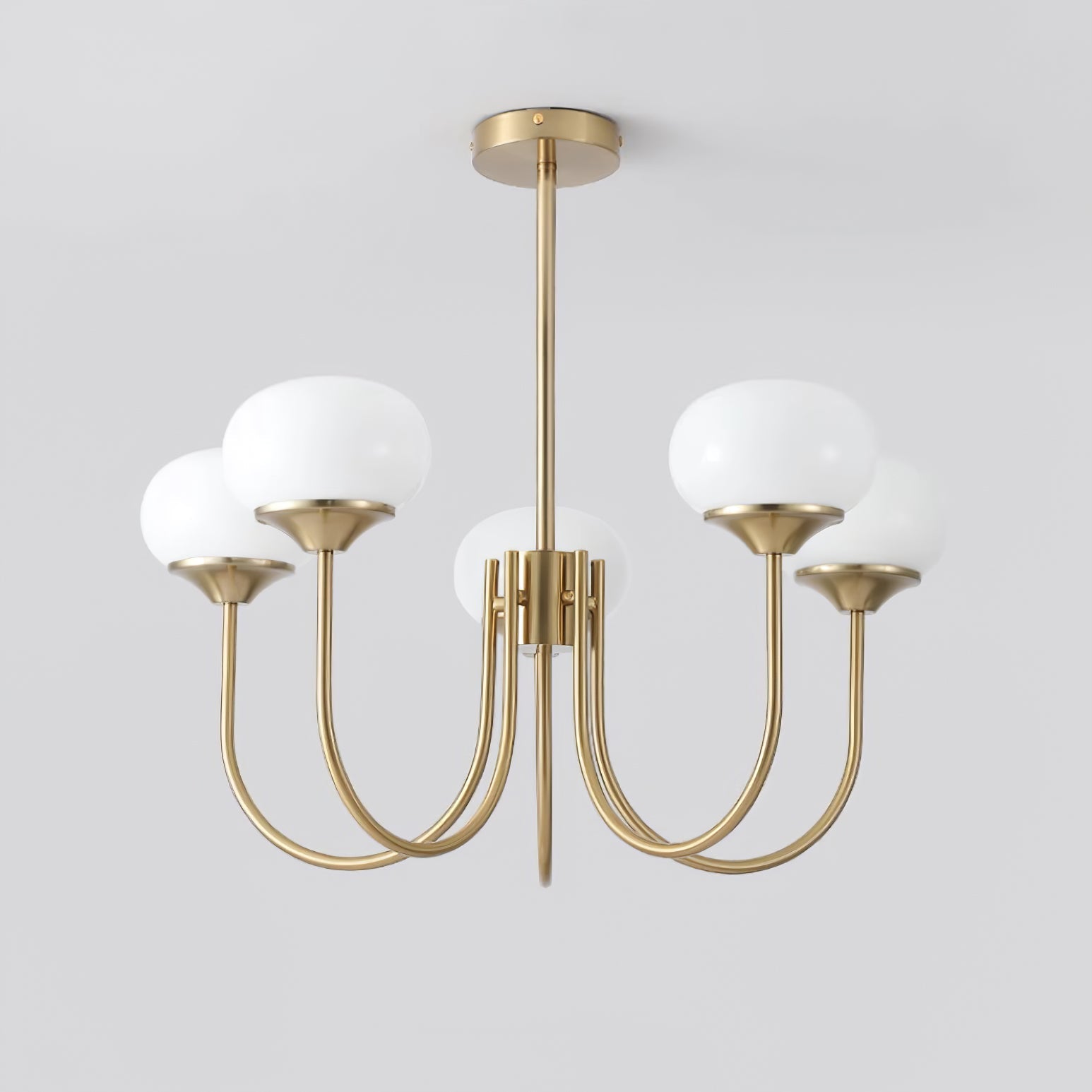 Glaskronleuchter mit rosa, weißen oder cremefarbenen Kugeln und goldenem oder verchromtem Rahmen, moderner Design-Kronleuchter mit 3 oder 5 Lichtquellen für Wohn- und Esszimmer | Restfield