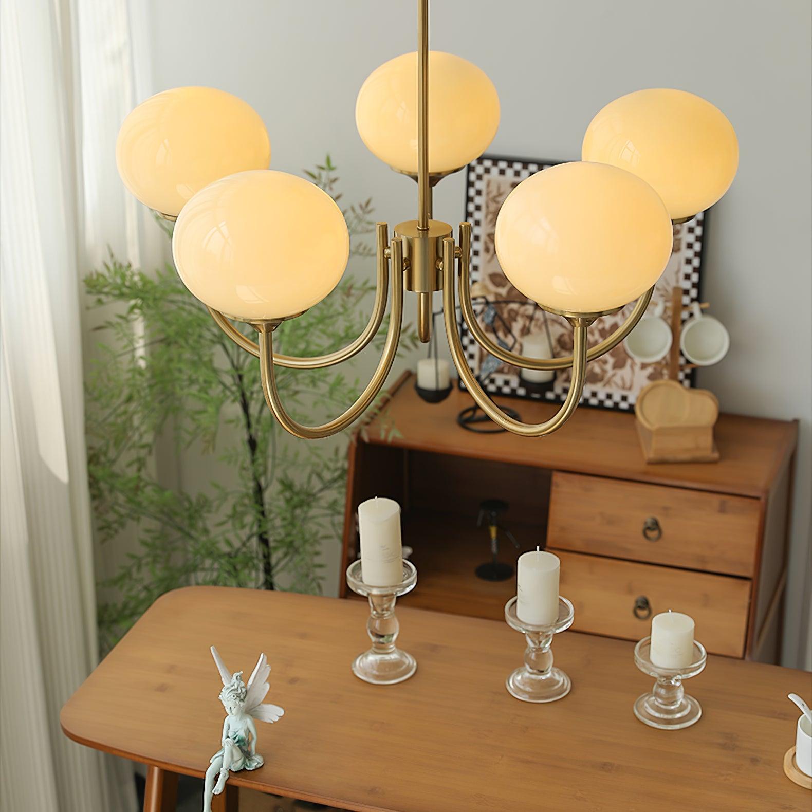 Plafondlamp Glas Roze Goud Retro 3 of 5 Lichts Hanglamp Woonkamer Slaapkamer Eetkamer Luxe | Sansoti