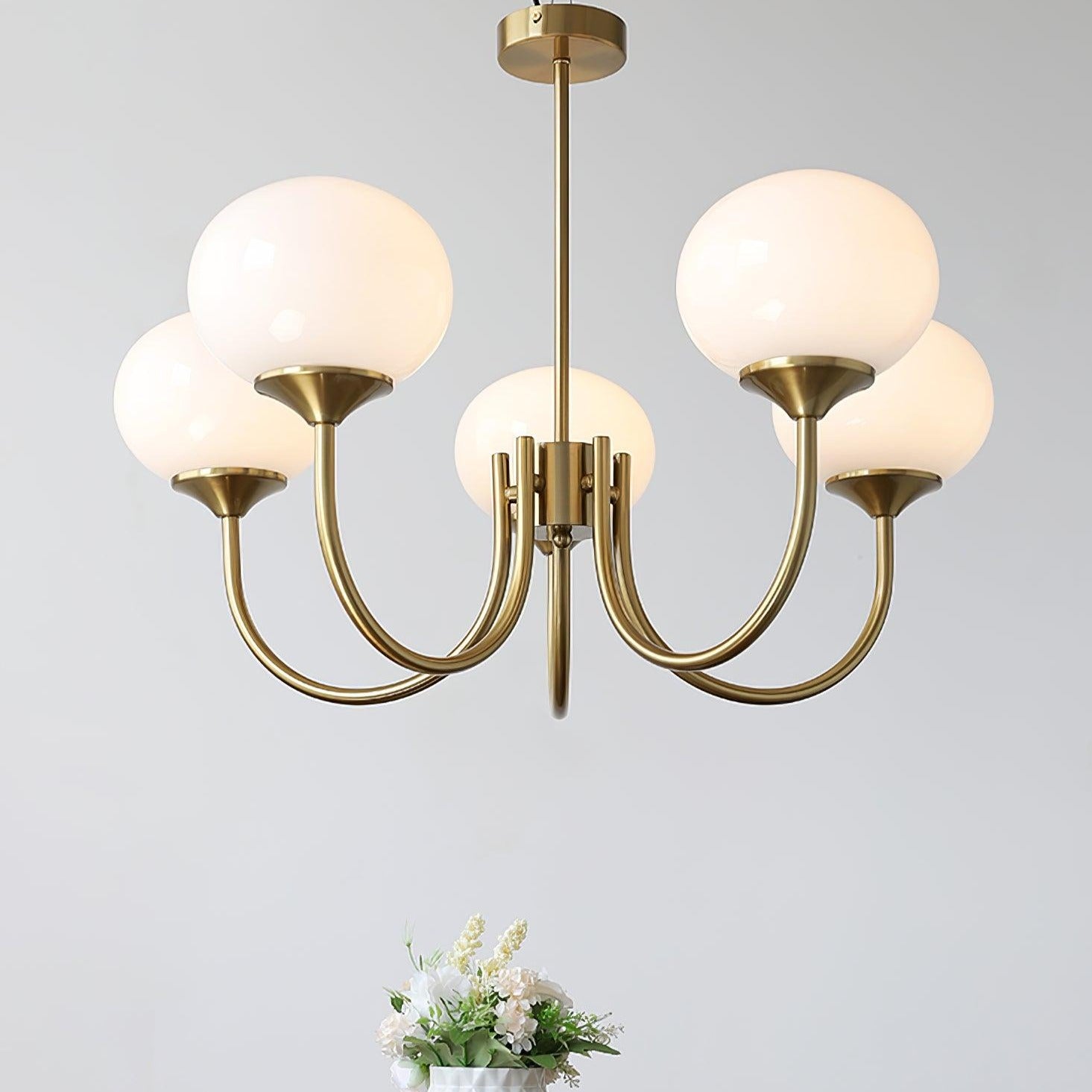 Plafondlamp Glas Roze Goud Retro 3 of 5 Lichts Hanglamp Woonkamer Slaapkamer Eetkamer Luxe | Sansoti