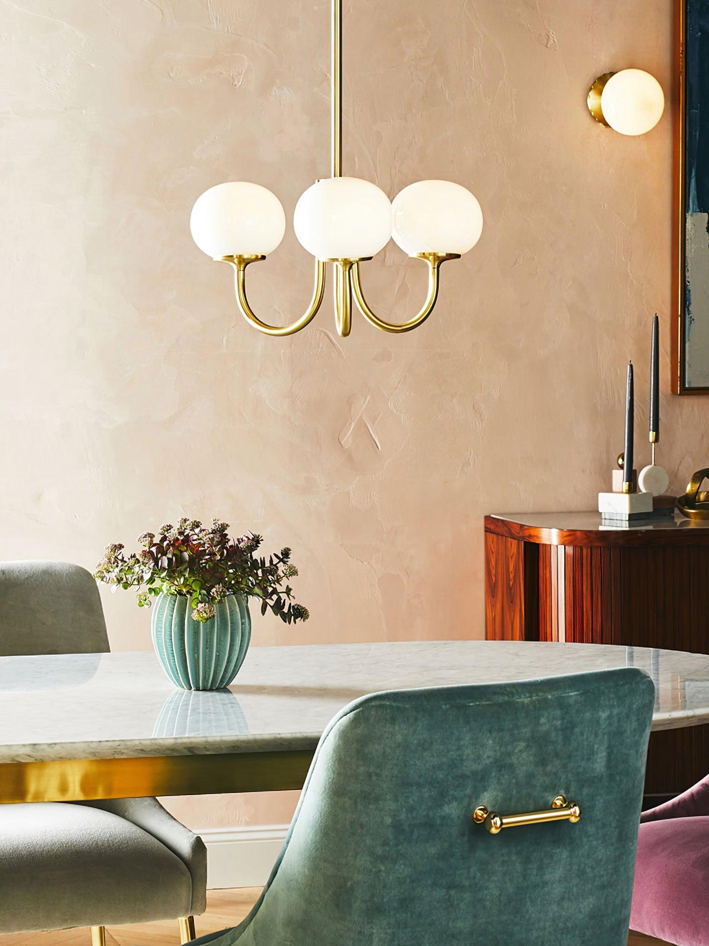 Plafondlamp Glas Roze Goud Retro 3 of 5 Lichts Hanglamp Woonkamer Slaapkamer Eetkamer Luxe | Sansoti