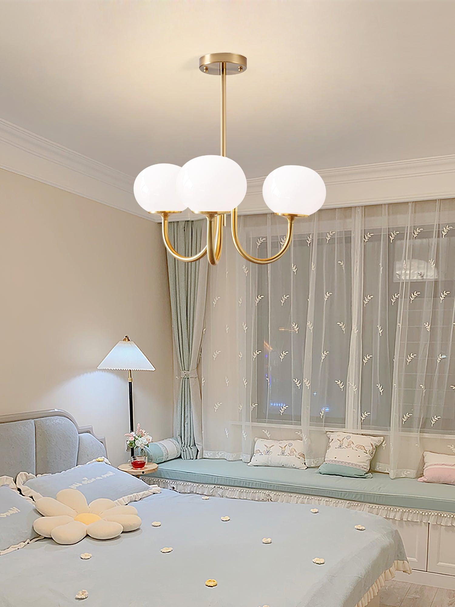 Plafondlamp Glas Roze Goud Retro 3 of 5 Lichts Hanglamp Woonkamer Slaapkamer Eetkamer Luxe | Sansoti