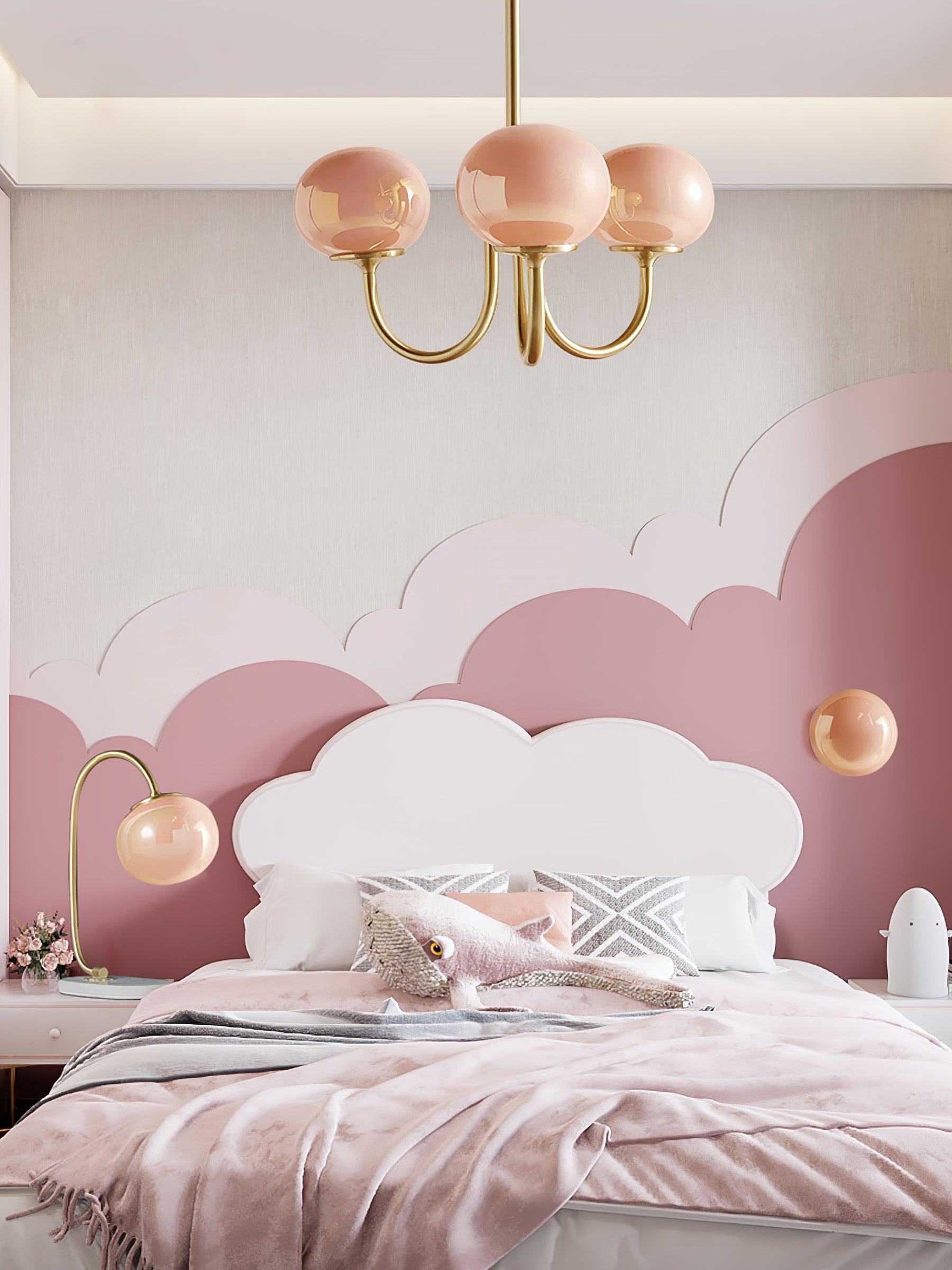 Glaskronleuchter mit rosa, weißen oder cremefarbenen Kugeln und goldenem oder verchromtem Rahmen, moderner Design-Kronleuchter mit 3 oder 5 Lichtquellen für Wohn- und Esszimmer | Restfield