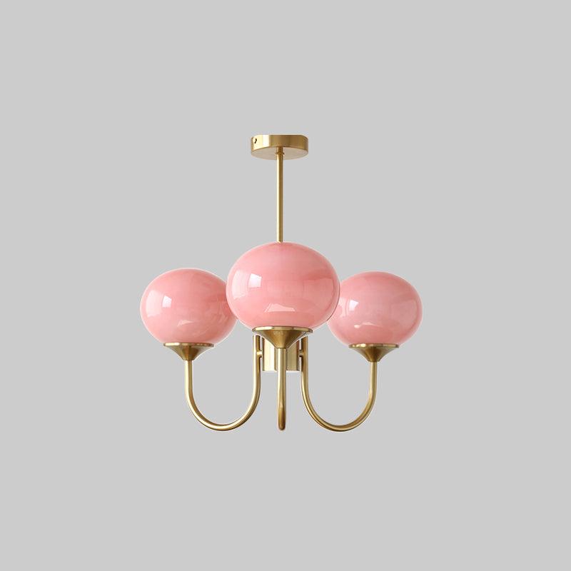 Plafondlamp Glas Roze Goud Retro 3 of 5 Lichts Hanglamp Woonkamer Slaapkamer Eetkamer Luxe | Sansoti
