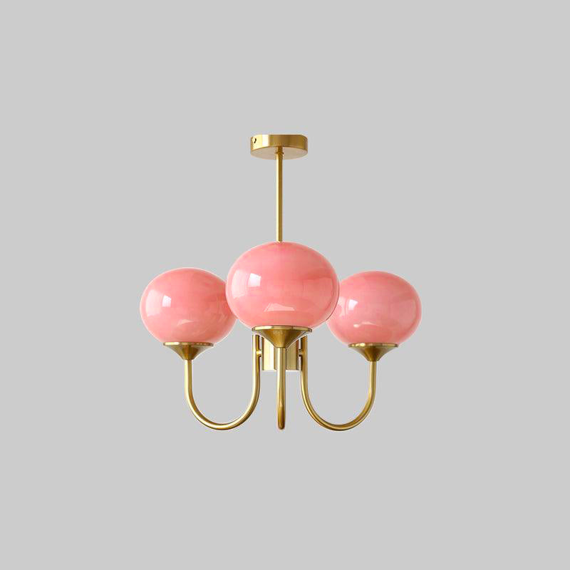 Plafondlamp Glas Roze Goud Retro 3 of 5 Lichts Hanglamp Woonkamer Slaapkamer Eetkamer Luxe | Sansoti