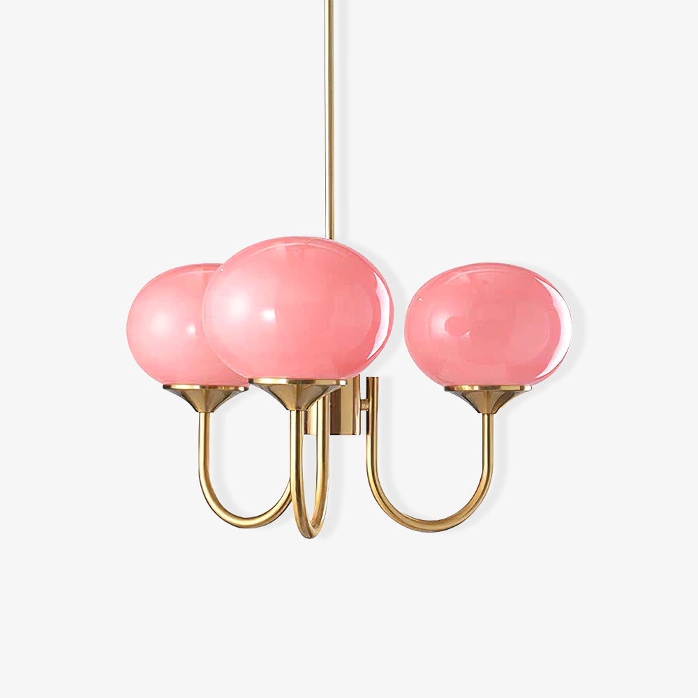 Plafondlamp Glas Roze Goud Retro 3 of 5 Lichts Hanglamp Woonkamer Slaapkamer Eetkamer Luxe | Sansoti