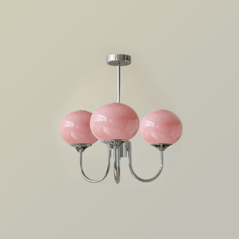 Plafondlamp Glas Roze Goud Retro 3 of 5 Lichts Hanglamp Woonkamer Slaapkamer Eetkamer Luxe | Sansoti