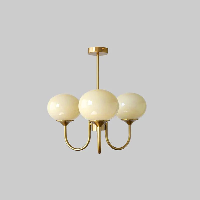 Glaskronleuchter mit rosa, weißen oder cremefarbenen Kugeln und goldenem oder verchromtem Rahmen, moderner Design-Kronleuchter mit 3 oder 5 Lichtquellen für Wohn- und Esszimmer | Restfield