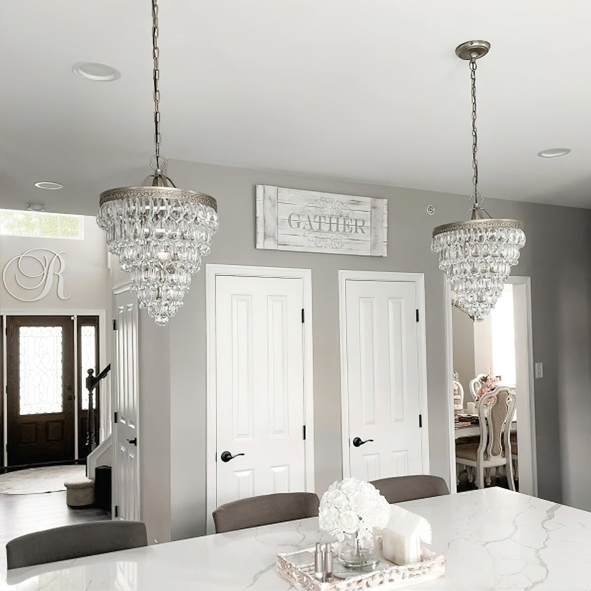 Lustre en cristal avec finition bronze antique et suspension à chaîne – Éclairage décoratif exclusif | Sansoti
