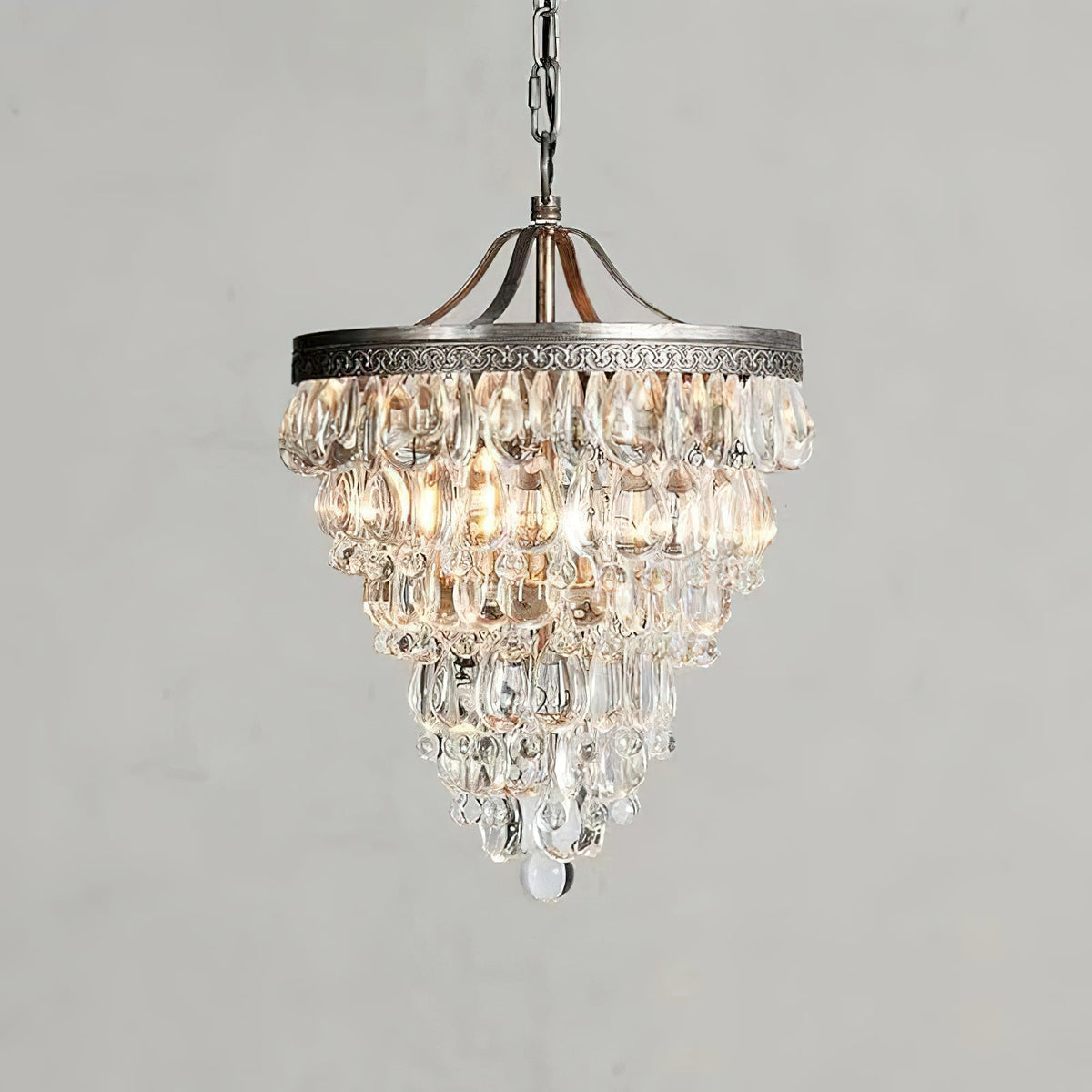 Lustre en cristal avec finition bronze antique et suspension à chaîne – Éclairage décoratif exclusif | Sansoti