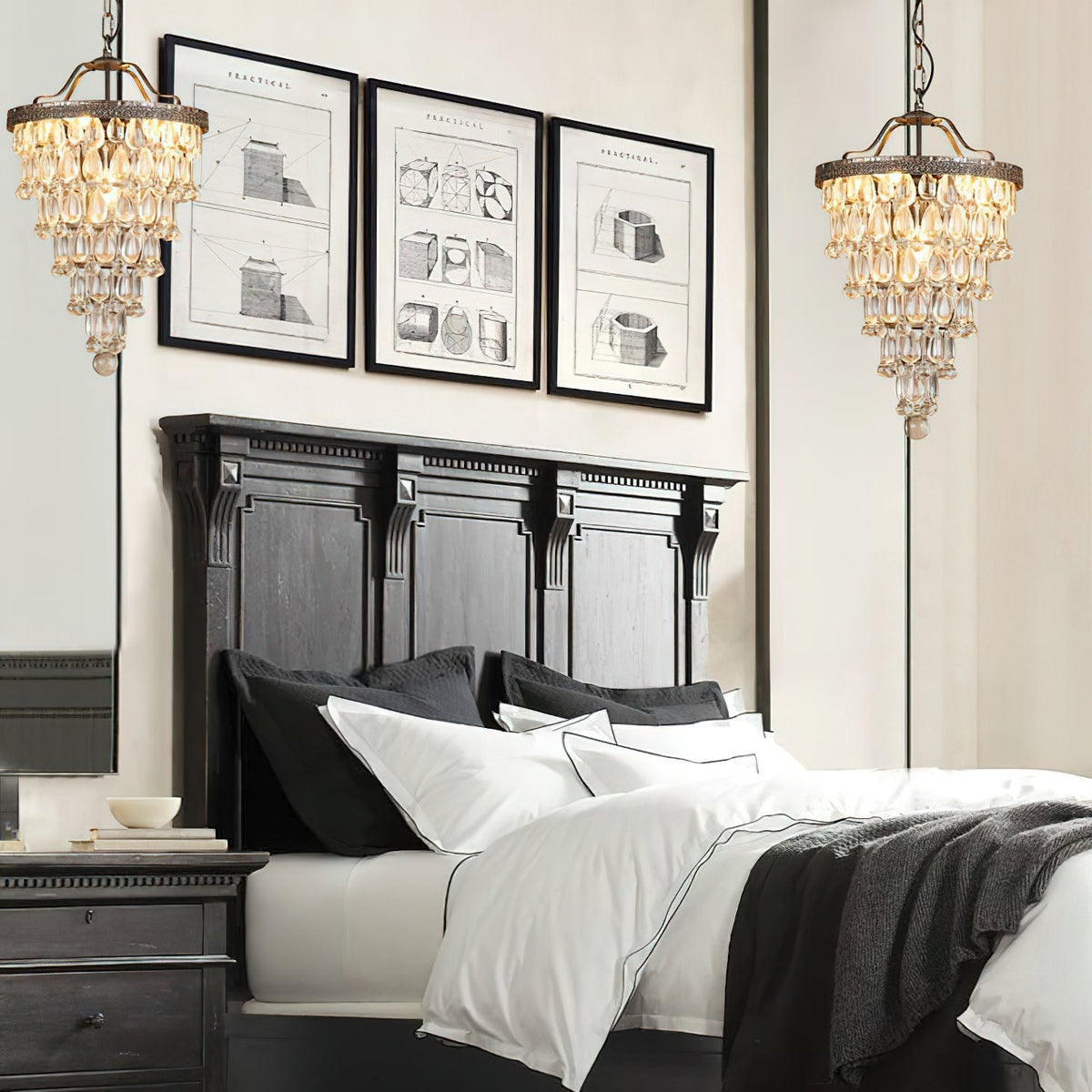 Lustre en cristal avec finition bronze antique et suspension à chaîne – Éclairage décoratif exclusif | Sansoti