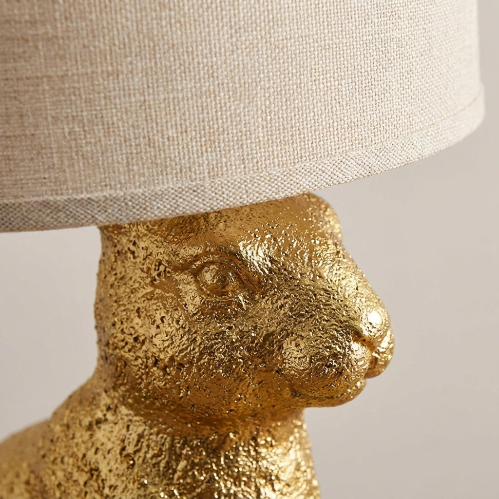 Tafellamp Konijn Goud Resin Linnen Kap E27 50cm Woonkamer Slaapkamer Decoratieve Nachtkastlamp Dierenlamp Sfeerverlichting | Sansoti