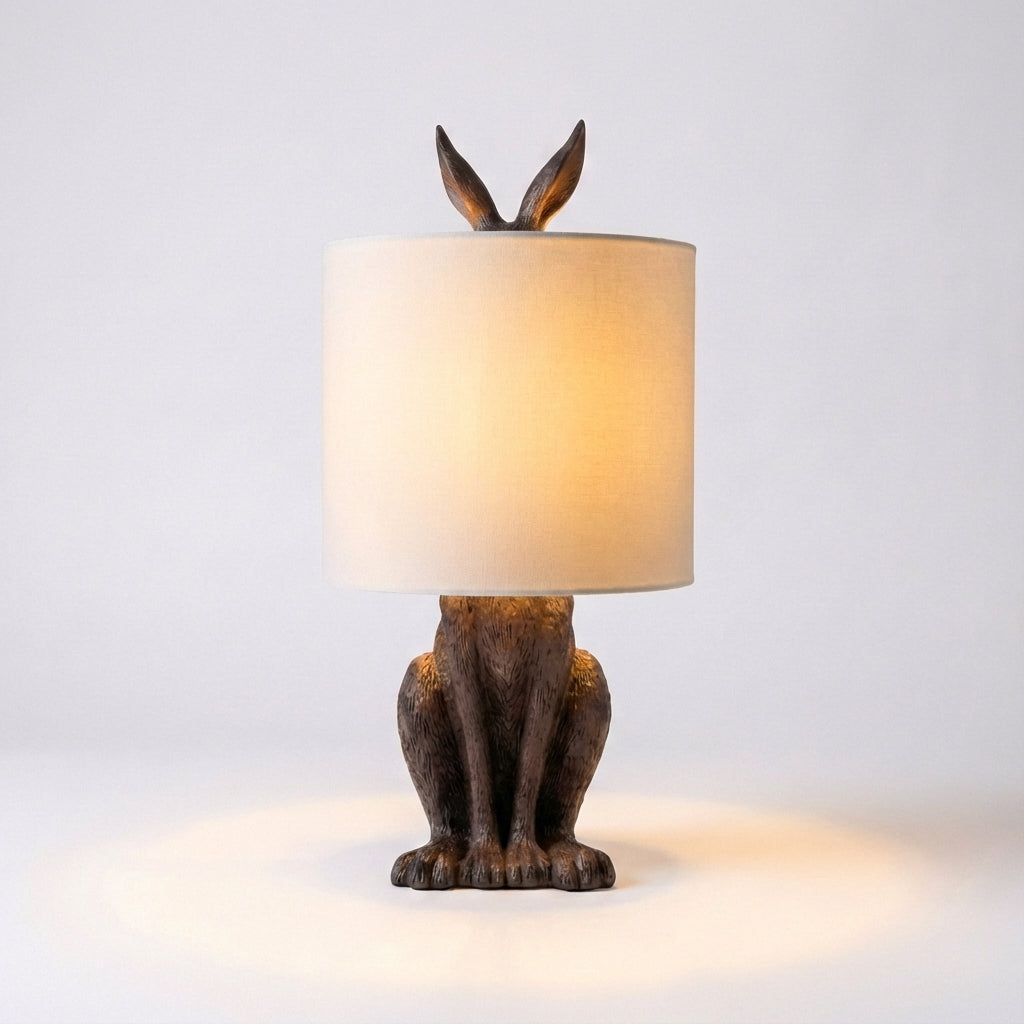 Tafellamp Konijn Goud Resin Linnen Kap E27 50cm Woonkamer Slaapkamer Decoratieve Nachtkastlamp Dierenlamp Sfeerverlichting | Sansoti