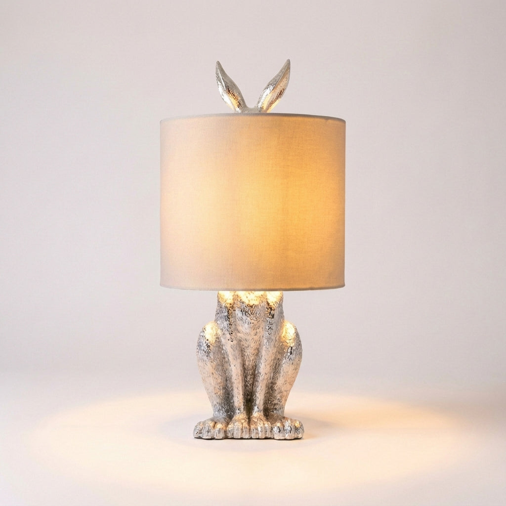 Tafellamp Konijn Goud Resin Linnen Kap E27 50cm Woonkamer Slaapkamer Decoratieve Nachtkastlamp Dierenlamp Sfeerverlichting | Sansoti