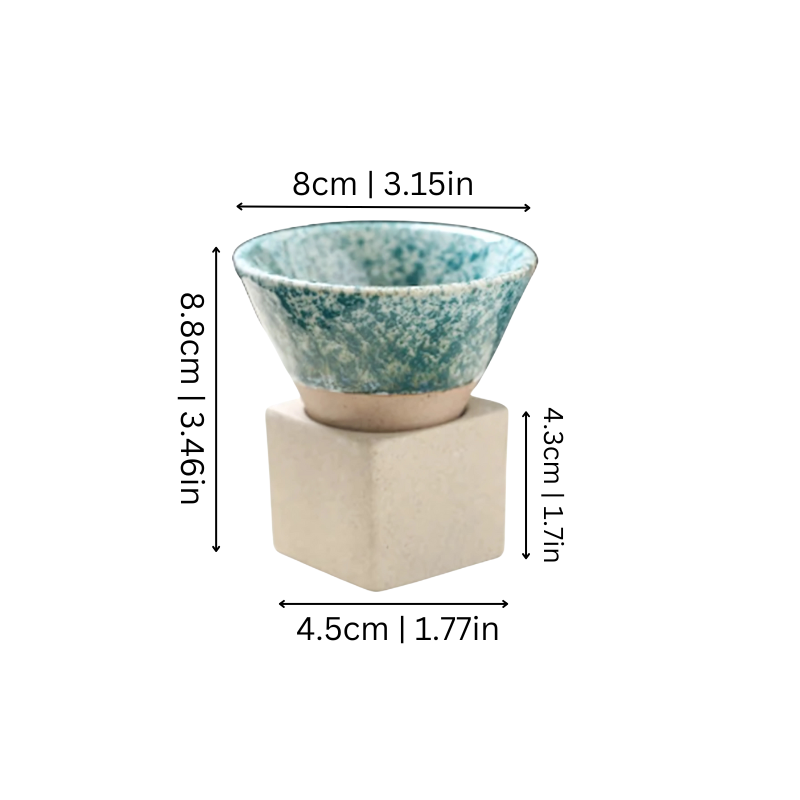 Keramische Espressokopjes Set 100ml Handgemaakt Glazuur Koffie Thee Traditioneel Design 2 Stuks Servies | Sansoti