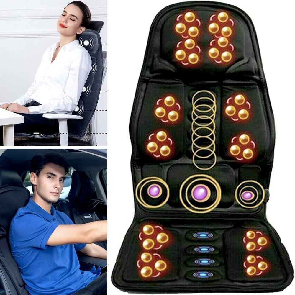 Coussin de massage électrique avec 8 programmes, soutien chauffant pour la nuque et massage shiatsu, pour fauteuil, voiture et maison | Sansoti