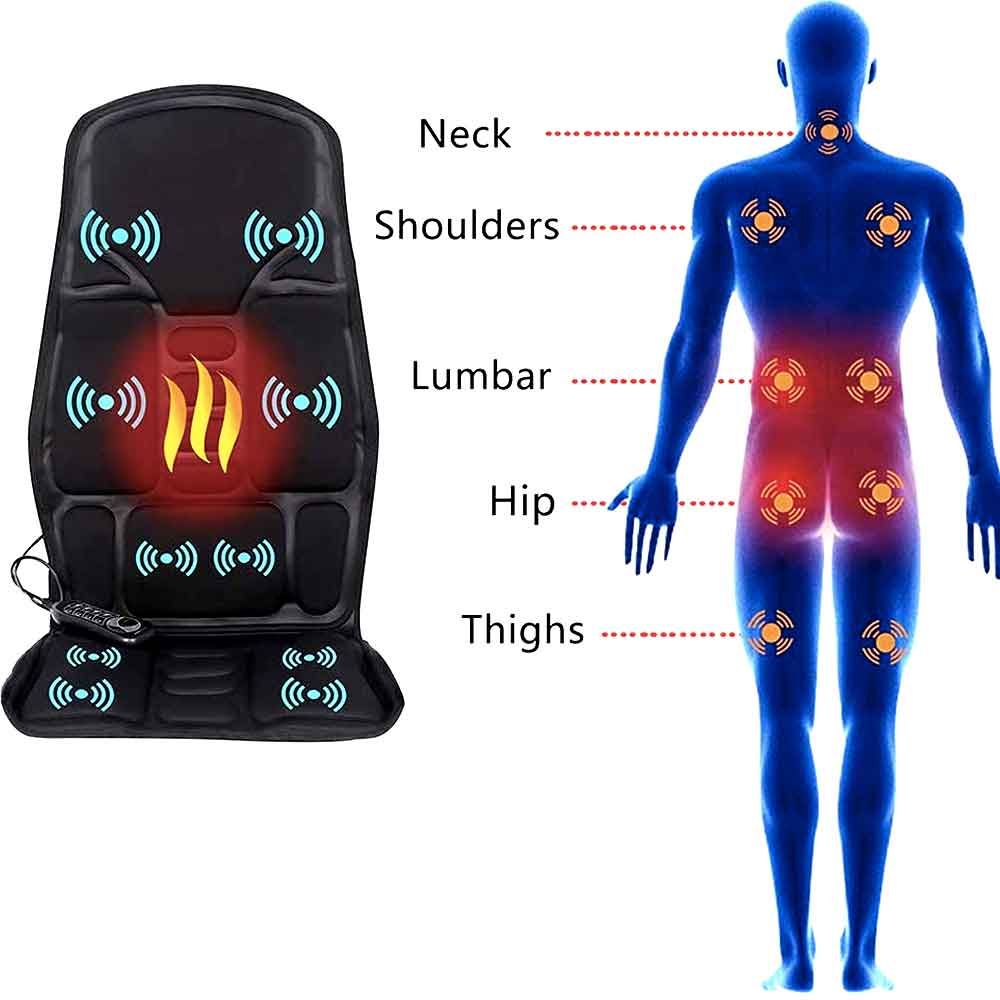 Coussin de massage électrique avec 8 programmes, soutien chauffant pour la nuque et massage shiatsu, pour fauteuil, voiture et maison | Sansoti