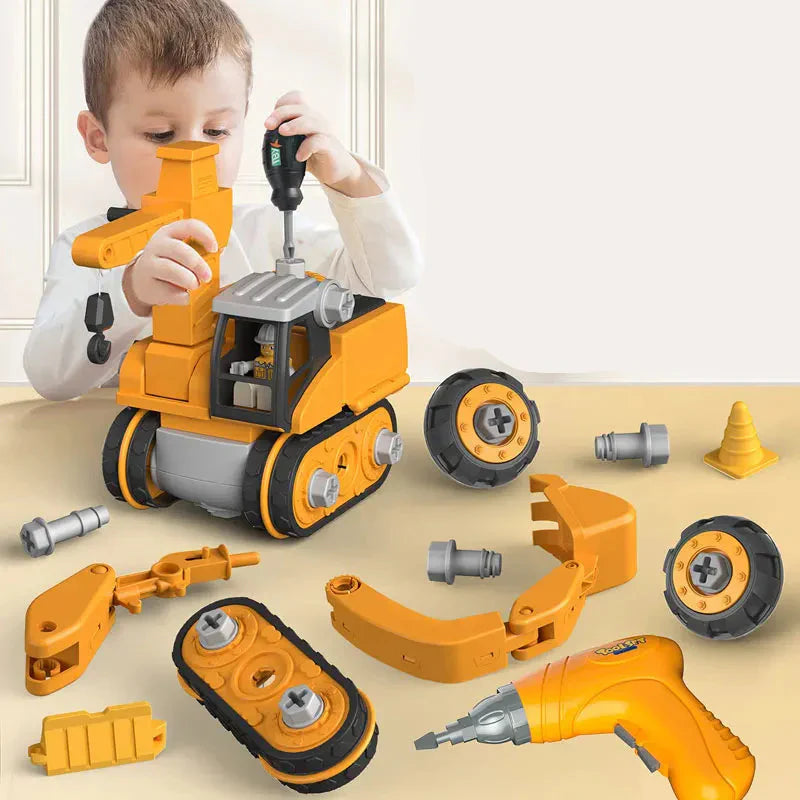 Bouwvoertuigen Speelset met Werkende Boormachine en Gereedschap voor Creatief Spelen en Ontwikkeling Kinderen | Sansoti