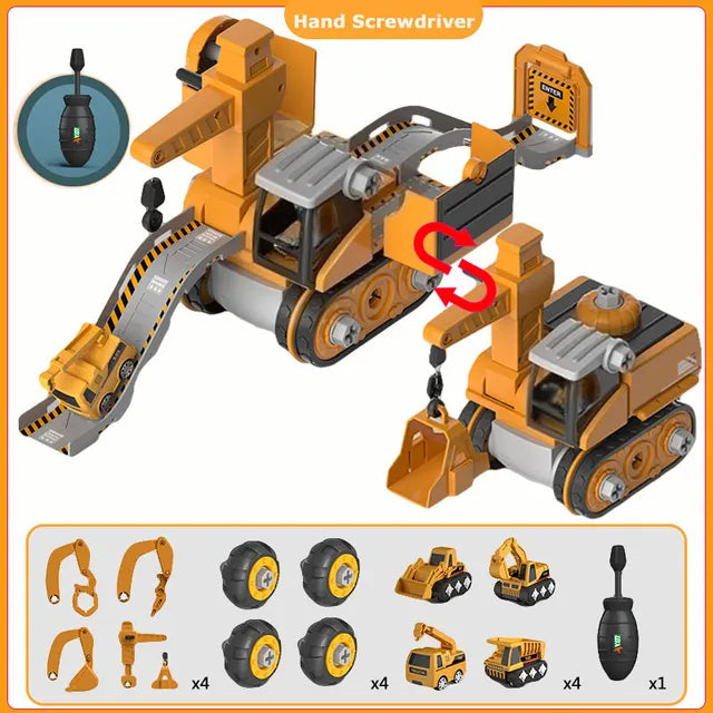 Bouwvoertuigen Speelset met Werkende Boormachine en Gereedschap voor Creatief Spelen en Ontwikkeling Kinderen | Sansoti