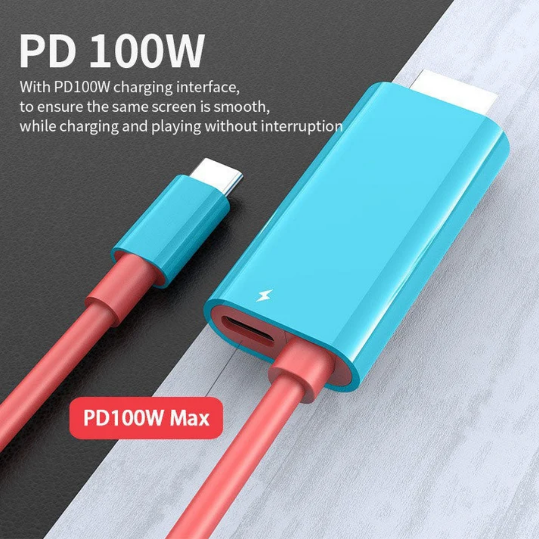 USB-C naar HDMI Adapter Kabel 2 Meter met Oplaadpoort voor Gaming Console Tablet Smartphone en Laptop | Sansoti