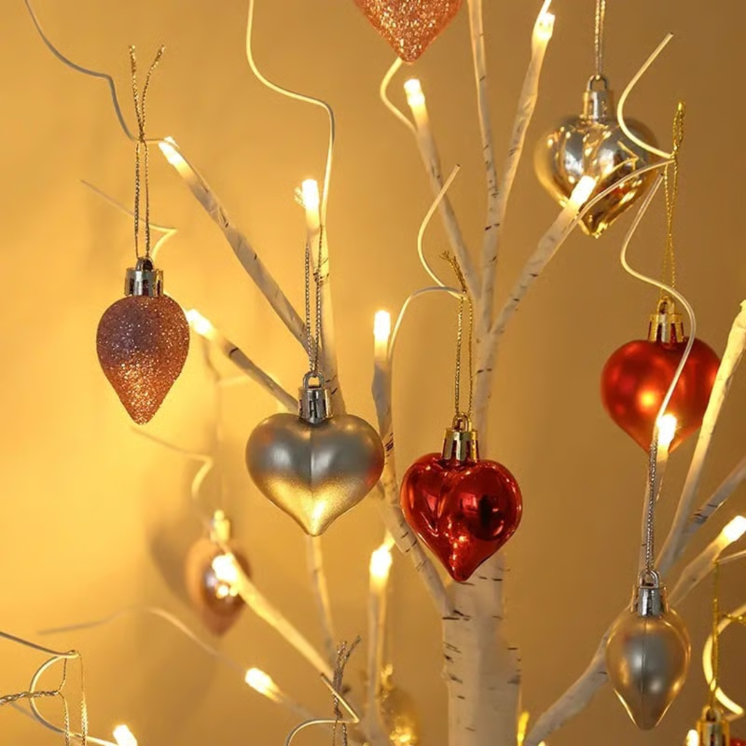 LED Birch Tree 60cm Warm White Light Heart Decoration Mood Lamp Table Decorative Lighting Living Room Interior | Sansoti