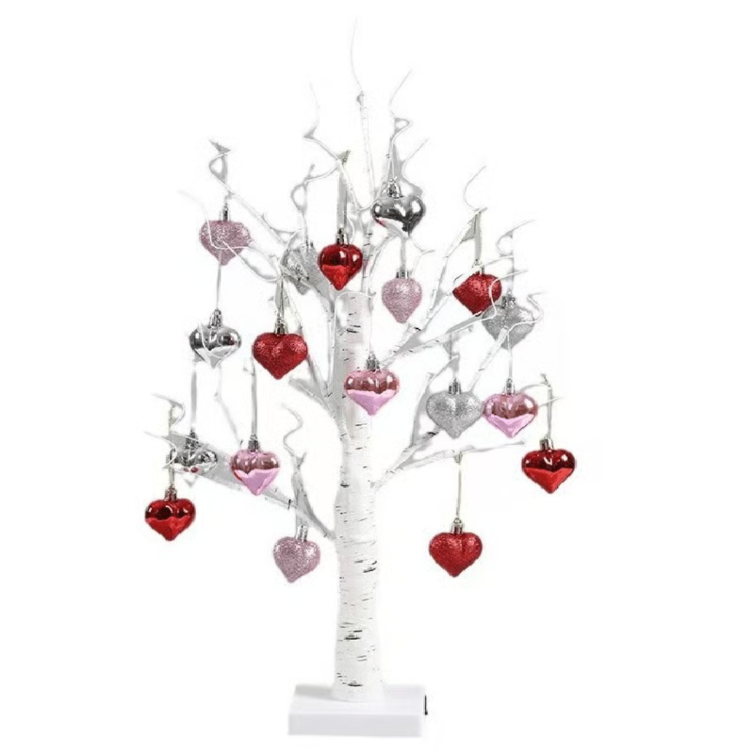 LED Birch Tree 60cm Warm White Light Heart Decoration Mood Lamp Table Decorative Lighting Living Room Interior | Sansoti