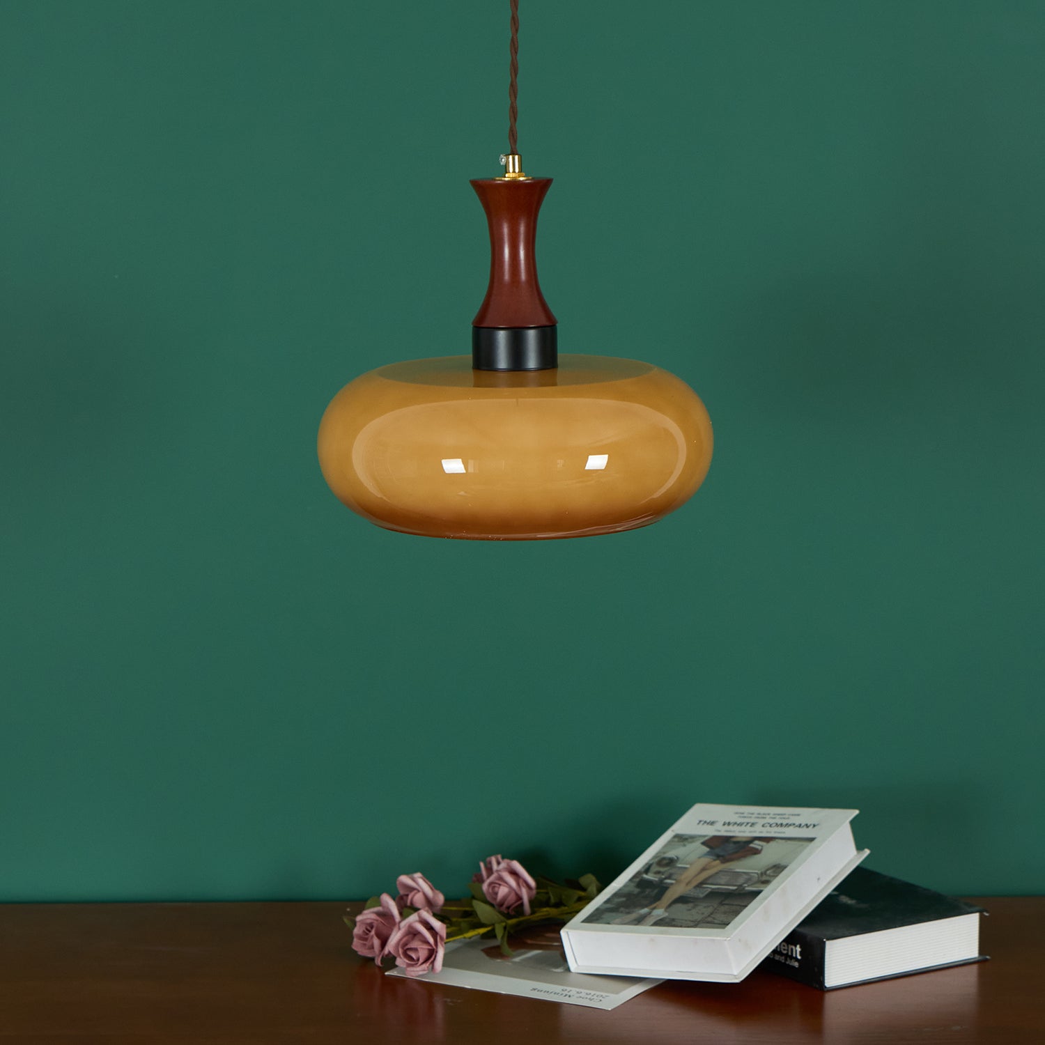 Amber glazen hanglamp – warme sfeerverlichting voor woonkamer en eetkamer | Sansoti