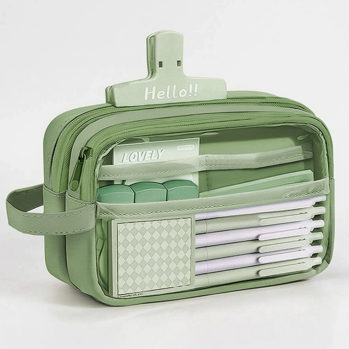 Large Pencil Case with Five Compartments and Transparent Window for Organizing School Supplies, Office Supplies, and Student Essentials | Sansoti