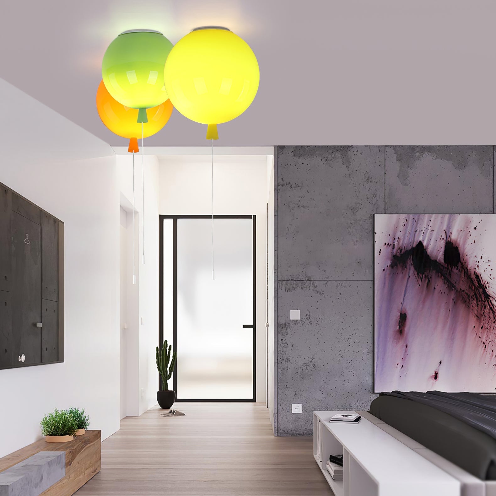 Ballonlampe Deckenleuchte Kunststoff Weiß Blau Rosa Orange Kinderzimmer Wohnzimmer Ø25 Ø30 Ø35cm Hängelampe Verspielter Zugschnur | Restfield